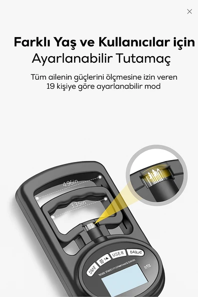 Spor ve Fizik Tedavi İçin El Kuvvet Ölçüm Cihazı  LCD Ekranlı (120 KG) - 2