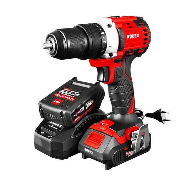 Rodex Akülü Darbeli Matkap 50NM-13mm-2 Vites 2x2A.H Akü+13 Parça Aksesuar Set - 1
