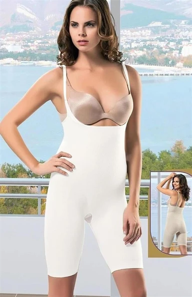 Dode Flora FormF 985 Kadın Beden Küçülten Dikişsiz Göğüs Altı Paçalı Açık Ağ Tam Boy Korse - 3
