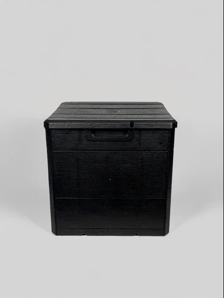 120 Litre Bahçe Depolama Sandığı Balkon Kiler Saklama Dolabı Kapaklı Plastik Sandık 50x45x50cm Antrasit - 3