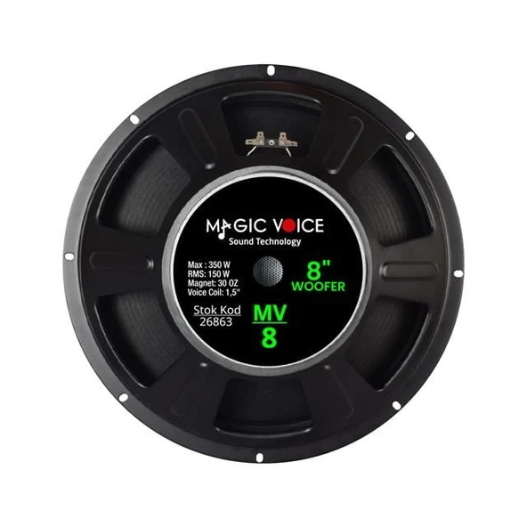 Magicvoice MV-8 Maks. 350 Watt / Rms 150 Watt 8' Siyah 20 Cm Woofer Yedek Hoparlör - 2