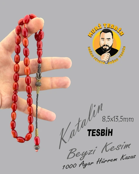 ÇUBUK KATALİN TESBİH 1000 AYAR HÜRREM KAZAS BEYZİ KESİM 8,5x13,5mm - 1