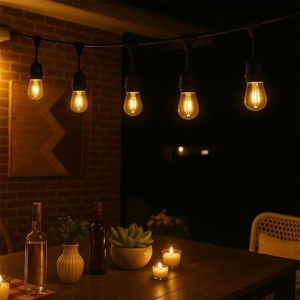 Ledx KB00001 5'li E27 Duy Sıralı 5 Metre Lamba Kablosu (5 Adet Duy İçerir) - 2