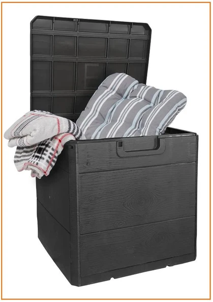 120 Litre Bahçe Depolama Sandığı Balkon Kiler Saklama Dolabı Kapaklı Plastik Sandık 50x45x50cm Antrasit - 1