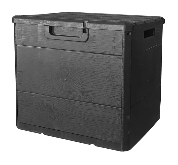 120 Litre Bahçe Depolama Sandığı Balkon Kiler Saklama Dolabı Kapaklı Plastik Sandık 50x45x50cm Antrasit - 2