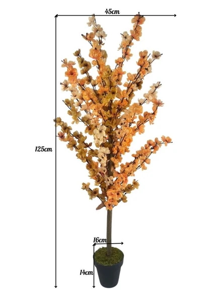 Nettenevime Yapay Ağaç Pastel Soft Tonlar 3 Renk Japon Kiraz Çiçeği Bahardalı Ağacı Sakura Çiçeği Çalılı 125cm - Resim 4