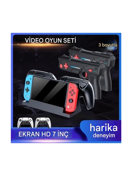 M20 Pro Taşınabilir Retro Atari, Oyun Konsolu, IPS 7 Inç Geniş Ekran, Çift Kol, Çift Tabanca, 128 GB - Resim 4