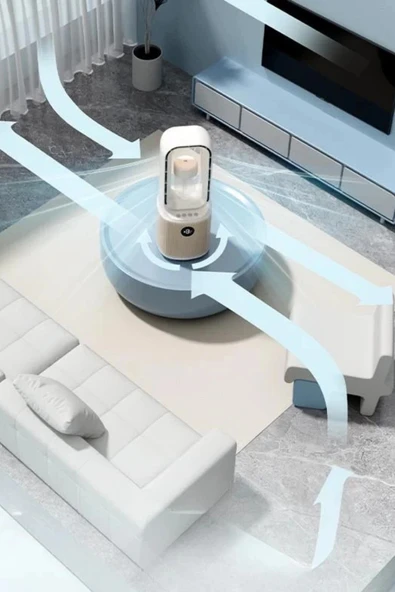 Hepu Hp-F27 Beyaz Dijital Ekranlı Sessiz Masaüstü Kule Vantilatör | 9 Kademeli Hız Type-C Şarjlı Taşınabilir Mini Fan - 4