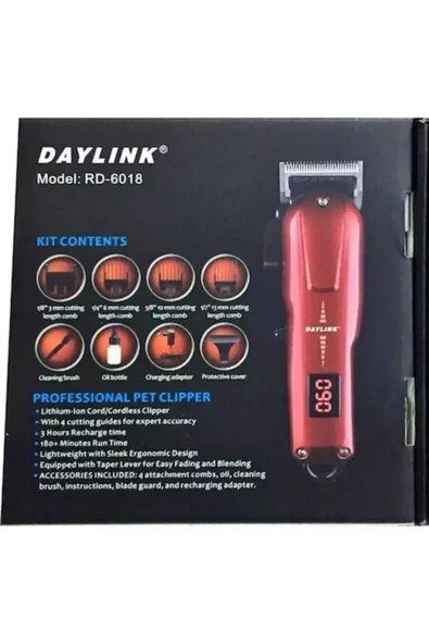 Daylink Rd-6018 Profesyonel Saç Sakal Kesme Tıraş Makinesi Daylınk-Rd-6018 - Resim 3
