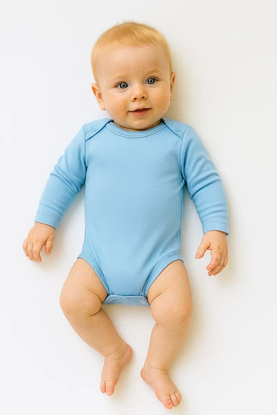 Uzun Kollu Erkek Bebek Çıtçıtlı Body - 3