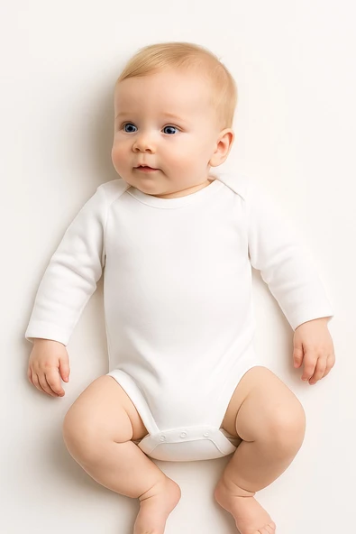 Uzun Kollu Erkek Bebek Çıtçıtlı Body - 1