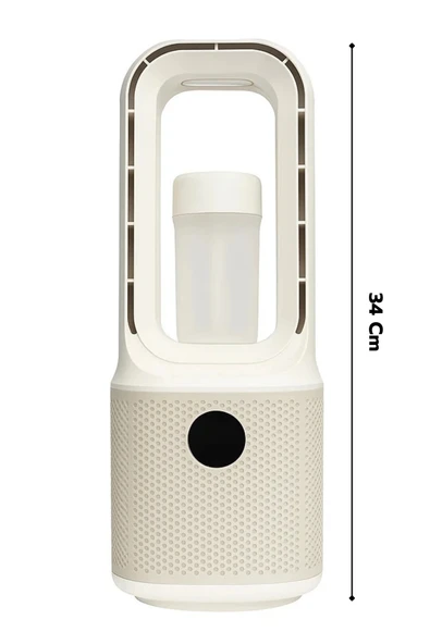 Hepu Hp-F27 Beyaz Dijital Ekranlı Sessiz Masaüstü Kule Vantilatör | 9 Kademeli Hız Type-C Şarjlı Taşınabilir Mini Fan