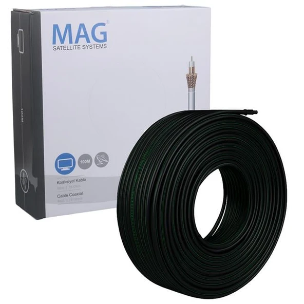 Mag Rg6/U6 Bakır Cu/Cu 80 Tel Siyah Anten Kablosu (100 Metre) - 4