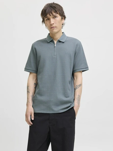 Jack Jones Austın Zıp Fermuarlı  Polo Yaka Erkek Tişört 12279177 - 1