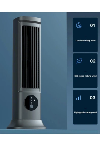 Hepu HP-F21 Masaüstü Kule Vantilatör Şarjlı 3 Kademeli Soğutma - 3