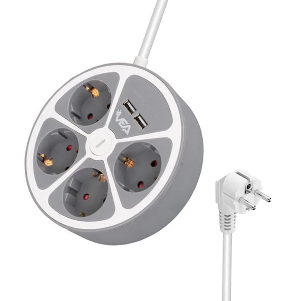 Vea VE-G604YU 4'lü 2 USB li Anahtarlı 1.5 Metre Grup Priz