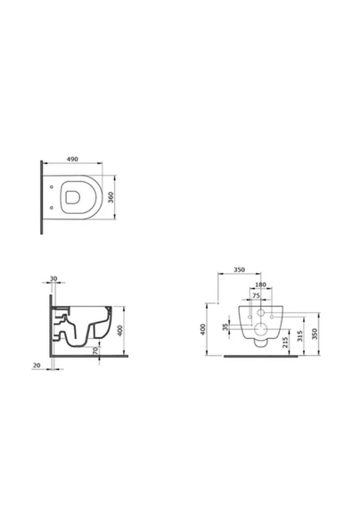 V-tondo Rimless Asma Klozet Kanalsız Kısa Kapak Hariç Mat Buz Mavisi 1417-029-0128 - 3