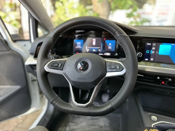 Volkswagen Golf 8 Caddy 2022-2025 Araca Özgü Dikmeli Direksiyon Kılıfı F1 OLMAYAN ARAÇLARA UYGUNDUR - Resim 2