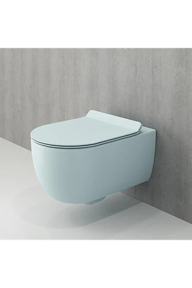 V-tondo Rimless Asma Klozet Kanalsız Kapak Hariç Mat Buz Mavi 1416-029-0128 - 2