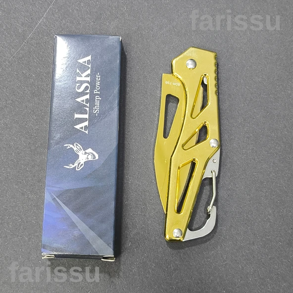 Alaska Altın Renkli Şık Katlanır Çakı - Paslanmaz Çelik, Keskin ve Çok Amaçlı Taşıma - 2