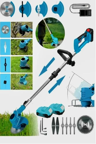 Algaride  Çift Akülü  Şarjlı  2000W Ot  Dal Çim Biçme Makinesi (Mavi) YPT-GCJ01 - 2