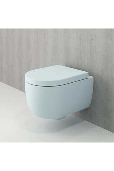 V-tondo Rimless Asma Klozet Kanalsız Kısa Kapak Hariç Mat Buz Mavisi 1417-029-0128 - 2