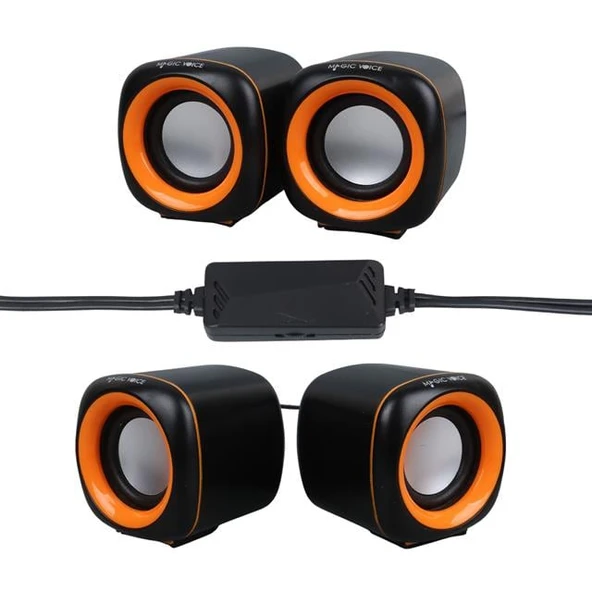 MagicVoice MV-24837 2x3 Watt Aux Multimedia Mini USB Speaker - Hoparlör - 2