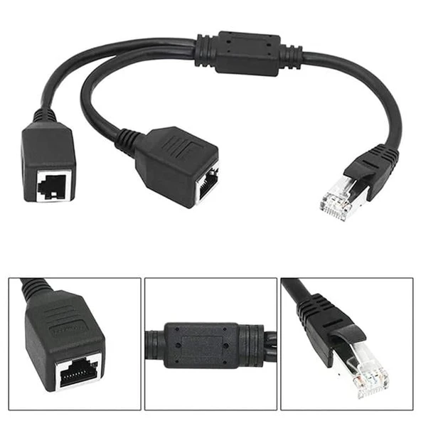 PowerMaster PM-25434 Erkek RJ45 TO 2x Dişi Ethernet Çoklayıcı Splitter Dağıtıcı - 3