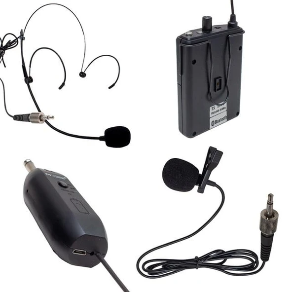 Magicvoice Mv-19601 UHF Kablosuz Enstrüman Uyumlu Bluetooth Jak Girişli İkili Mikrofon Set - 2