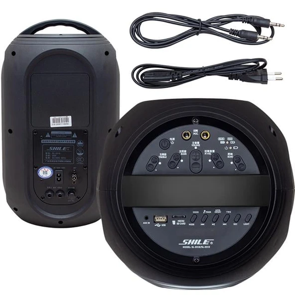 Shile SL-2018A El Mikrofonlu-Kumandalı USB/SD/BT Işıklı Taşınabilir Şarjlı Seyyar Anfi - 2