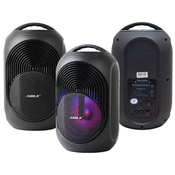Shile SL-2018A El Mikrofonlu-Kumandalı USB/SD/BT Işıklı Taşınabilir Şarjlı Seyyar Anfi - 3