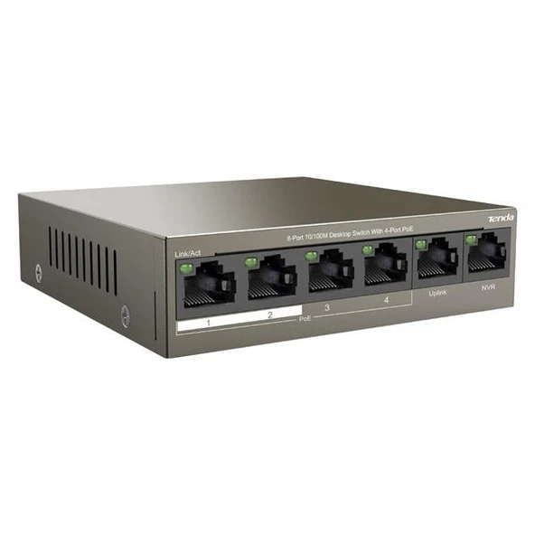 Tenda TEF1106P 2 x Uplink + 4 Port Poe Ethernet Switch 63 Watt - 2
