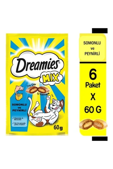 Dreamies Mix Somonlu Ve Peynirli Kedi Ödül Bisküvisi 60 G 6 Adet - 1