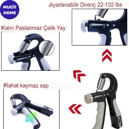 Mucit Home  Siyah El Kol Bilek Güçlendirici Egzersiz Aleti 5-60 Kg Karpal Direc El Yayı Cihazı Direnç Yayı - 2