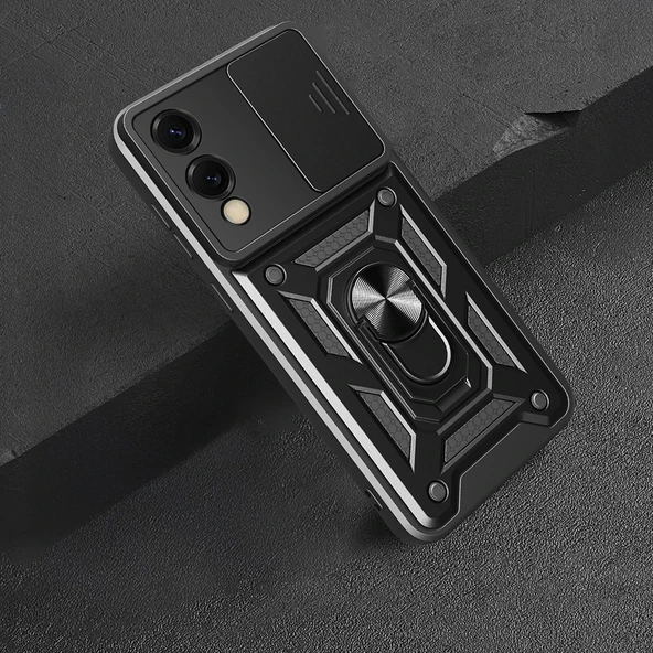 Galaxy S25 Edge Kılıf Magnetik Standlı Kamera Korumalı Zore Sürgülü Vega Kapak - 6