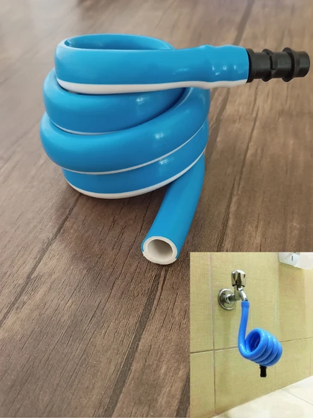 Wc Hortummatik Spiral Taharet Hortumu (Mavi-Beyaz)