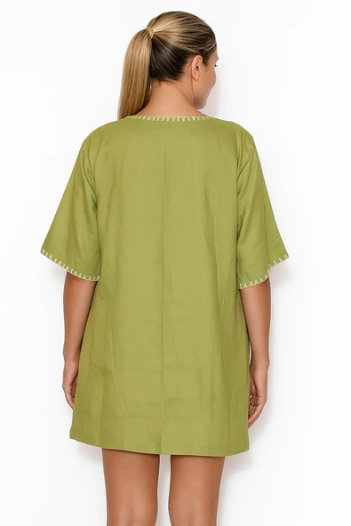 Vual (Tülbent )Mini Boy Yeşil Tunik Elbise - 3