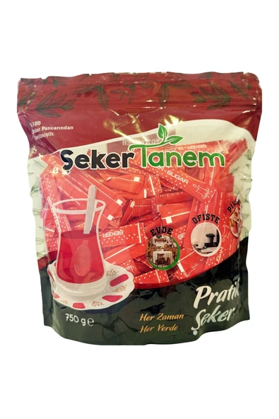 Şeker Tanem Stick Toz Şeker Kırmızı Baskılı 3 gr x 250LI 750 gr - 1