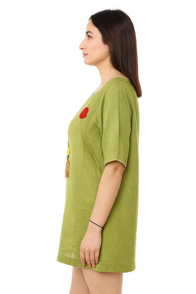 Vual (Tülbent )Mini Boy Yeşil Tunik Elbise - 2