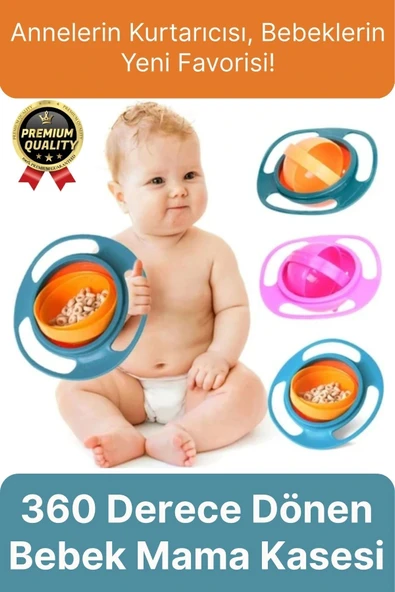 Özel Seri Kolay Temizlenir Dayanıklı Bpa İçermez 360 Derece Dönen Dökülmeyen Bebek Mama Kasesi