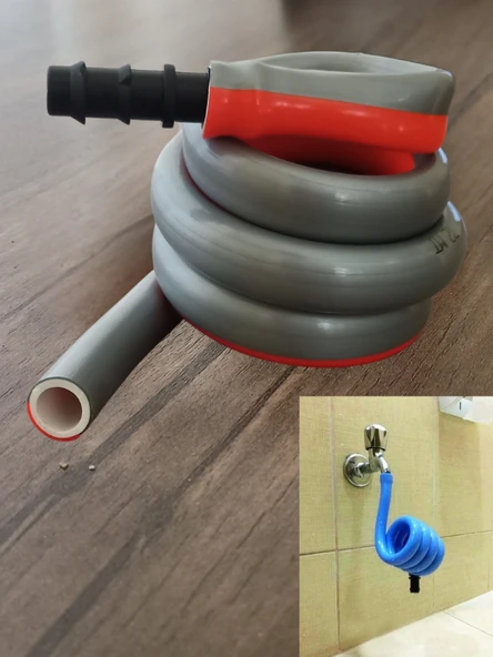 Wc Hortummatik Spiral Taharet Hortumu (Kırmızı-Gri))