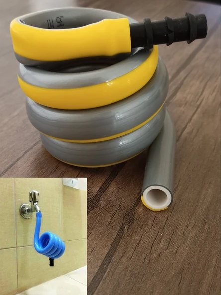 Wc Hortummatik Spiral Taharet Hortumu (Sarı-Gri)