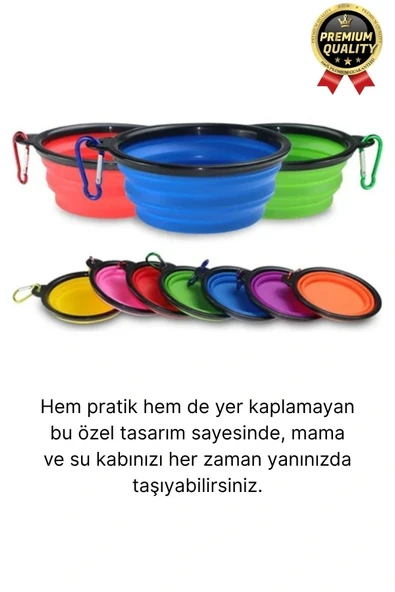 Özel Üretim Portatif Pratik Renkli Silikon Kancalı Katlanabilir Evcil Hayvan Kedi Köpek Mama Su Kabı - 2