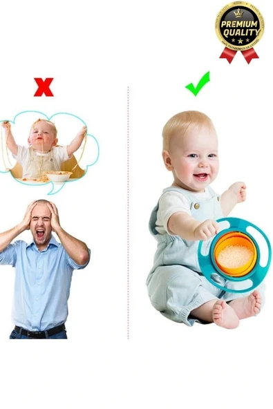 Özel Seri Kolay Temizlenir Dayanıklı Bpa İçermez 360 Derece Dönen Dökülmeyen Bebek Mama Kasesi - 3