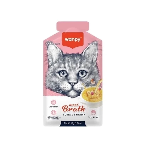 Wanpy Ton Balıklı ve Karidesli Tahılsız Kedi Çorbası 50 Gr ürün görseli