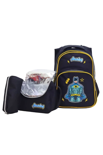 Lugmo 3 Lü Ortaokul Çanta Seti İlkokul Çantası Komple Astarlı Batman ürün görseli