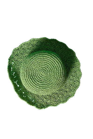 Kağıt İp El Örgüsü,Yazlık Şapka(Yeşil) - 3
