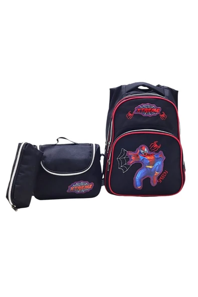 Lugmo 3 Lü Ortaokul Çanta Seti İlkokul Çantası Komple Astarlı Örümcek Adam - 2