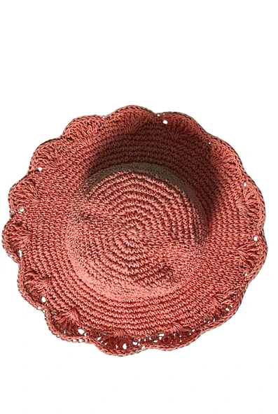 Kağıt İp El Örgüsü,Yazlık Şapka(Nar Çiçeği) - 3