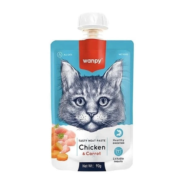 Wanpy Taze Tavuklu ve Havuçlu Et Ezmesi Doğal Kedi Ödülü 90 Gr - 1